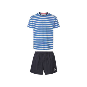 LIVERGY® Pánske krátke pyžamo (XL (56/58), pruhy/modrá/navy modrá)