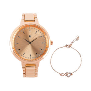 AURIOL® Dámske náramkové hodinky s náramkom (náramok v imitácii ružového zlata)