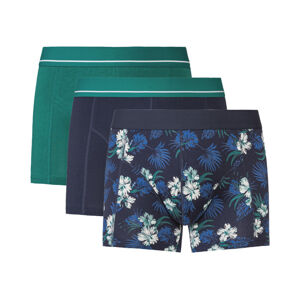 LIVERGY® Pánske boxerky, 3 kusy (M, navy modrá/zelená/modrá)