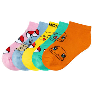 Dievčenské nízke ponožky, 5 párov (35/38, Pokémon)