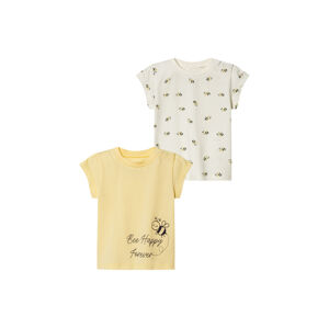 lupilu® Dievčenské tričká pre bábätká, 2 kusy (86/92, biela/žltá)