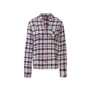 esmara® Dámska flanelová pyžamová košeľa (M (40/42), károvaná/bledoružová/modrá)
