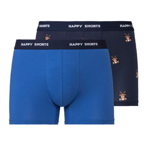 Happy Shorts Pánske vianočné boxerky v darčekovom balení, 2 kusy (XXL, modrá)