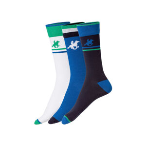 LIVERGY Pánske ponožky, 3 páry (43/46, modrá/navy modrá/biela)