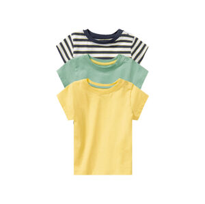 lupilu Detské bavlnené tričko pre bábätká BIO, 3 kusy (74/80, pruhy/zelená/žltá)