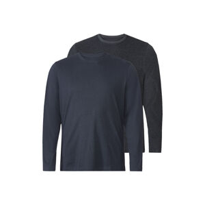 LIVERGY® Pánske tričko s dlhým rukávom XXL, 2 kusy (4XL (68/70), navy modrá)
