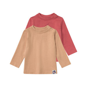 lupilu® Tričko s dlhým rukávom pre bábätká BIO, 2 kusy (86/92, červená/bledohnedá)