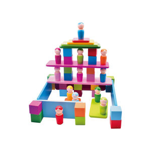 Playtive Drevená dúhová Montessori hra, veľká (dúhová stavebnica)