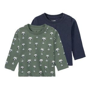 lupilu Chlapčenské tričko s dlhým rukávom pre bábätká BIO, 2 kusy (74/80, zvieratko/zelená/modrá)