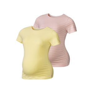 esmara® Dámske tehotenské tričko, 2 kusy (M (40/42), žltá/ružová)