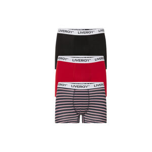 LIVERGY® Pánske boxerky, 3 kusy (XXL, čierna/navy modrá/červená)