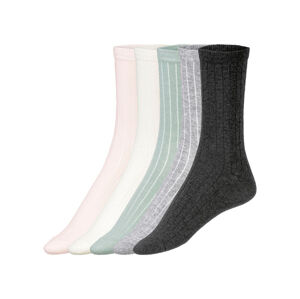 esmara® Dámske ponožky, 5 párov (39/42, bledoružová/biela/zelená/sivá/čierna)