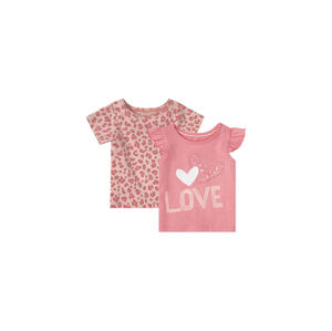 LUPILU® Dievčenské tričko pre bábätká BIO, 2 kusy (50/56, ružová/srdce/celoplošná potlač)