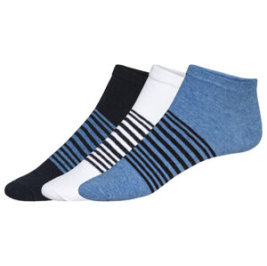 LIVERGY® Pánske nízke ponožky s BIO bavlnou, 3 páry (43/46, modrá/biela)