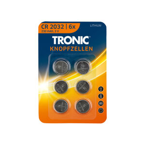 TRONIC® Gombíkové batérie, 6 kusov (lítiová batéria CR2032)