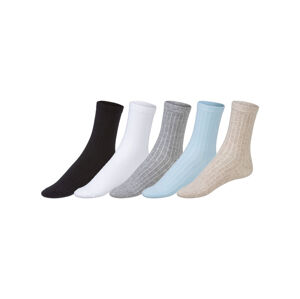 esmara® Dámske ponožky, 5 párov (39/42, čierna/biela/modrá/sivá/béžová)
