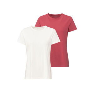 esmara® Dámske bavlnené tričko, 2 kusy (M (40/42), červená/biela)