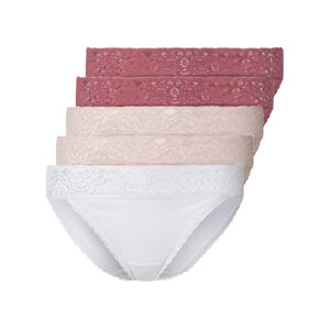 esmara® Dámske nohavičky s čipkou, 5 kusov (XL (48/50), červená/ružová/biela)