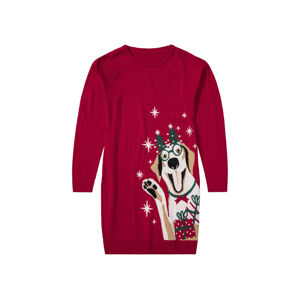 pepperts!® Dievčenské vianočné šaty s LED svetielkami (158/164, červená)