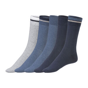LIVERGY® Pánske ponožky, 5 párov (39/42, bledosivá/modrá/navy modrá)