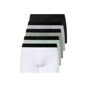LIVERGY® Pánske bavlnené boxerky, 5 kusov (XL, čierna/sivá/biela)
