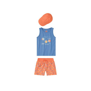 LUPILU® Chlapčenská bavlnená súprava, 3-dielna (98/104, oranžová/modrá)