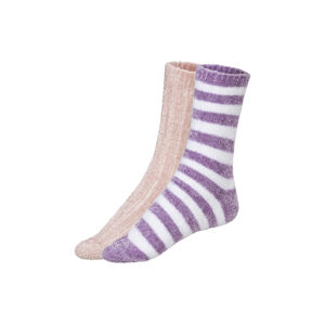 esmara® Dámske ženilkové ponožky, 2 páry (35/38, bledoružová/fialová)