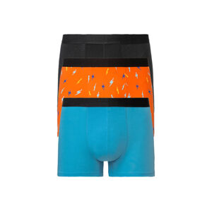 LIVERGY® Pánske boxerky, 3 kusy (M, čierna/oranžová/modrá)