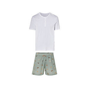 LIVERGY® Pánske krátke pyžamo (XXL (60/62), biela/zelená)