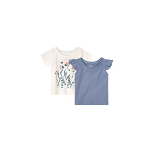 LUPILU® Dievčenské tričko pre bábätká BIO, 2 kusy (62/68, modrá/biela)