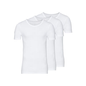LIVERGY® Pánske spodné tričko, 3 kusy (S, biela, okrúhly výstrih)