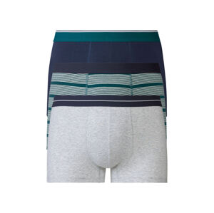 LIVERGY Pánske bavlnené boxerky, 3 kusy (L, námornícka modrá/zelená/sivá)