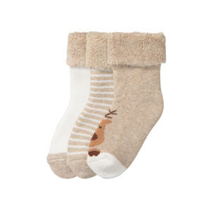 lupilu® Vianočné ponožky pre bábätká, 3 páry (15/18, béžová/biela/pruhy)