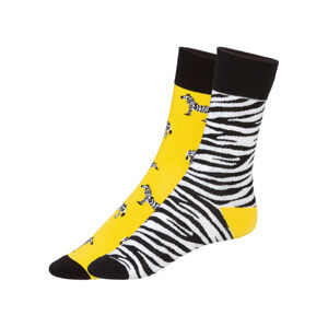 Dámske/pánske ponožky, 2 páry (35/38, žltá/čierna/vzor)