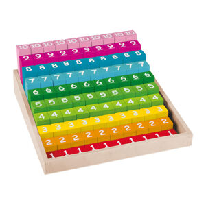 Playtive Drevená dúhová Montessori hra (dúhové kocky s číslami)