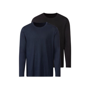 LIVERGY® Pánske tričko s dlhým rukávom, 2 kusy (S (44/46), tmavomodrá/čierna)