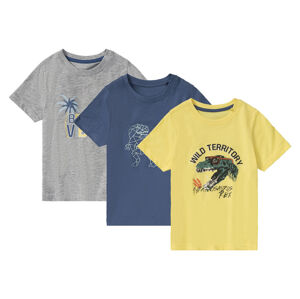 lupilu® Chlapčenské tričko, 3 kusy (98/104, žltá/sivá/modrá)