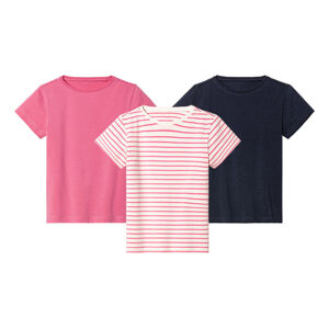 lupilu® Dievčenské tričko, 3 kusy (122/128, navy modrá/ružová/pruhovaná)