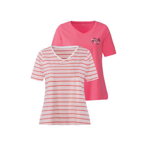 esmara® Dámske tričko, 2 kusy (XL (48/50), ružová/pruhy)