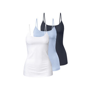 esmara® Dámsky top s úzkymi ramienkami, 3 kusy (XS (32/34), námornícka modrá/modrá/biela)
