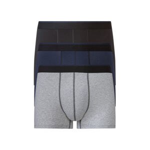 LIVERGY® Pánske boxerky, 3 kusy (M, čierna/námornícka modrá/sivá)
