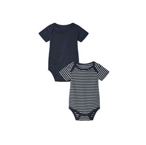 lupilu® Chlapčenské body s krátkym rukávom pre bábätká, 2 kusy (74/80, navy modrá/pruhy)