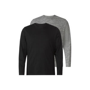 LIVERGY® Pánske tričko s dlhým rukávom XXL, 2 kusy (3XL (64/66), čierna/sivá)