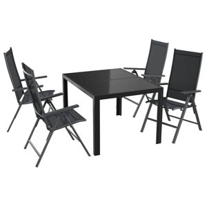 LIVARNO home Rozkladací stôl Houston, čierny + Skladacie kreslo Houston, čierne/antracitové, 4 kusy