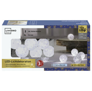 LIVARNO home Svetelná LED dekorácia, 10 LED (plastová guľa biela)