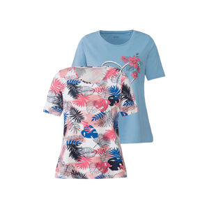 esmara® Dámske tričko, 2 kusy (M (40/42), ružová/modrá)