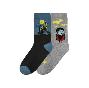 Detské ponožky Halloween, 2 páry (35/38, sivá/čierna/modrá)