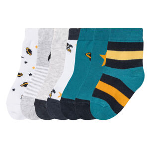 lupilu® Chlapčenské ponožky, 7 párov (23/26, biela/petrolejová/sivá/žltá)