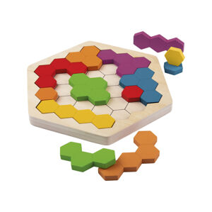 Playtive Drevená dúhová Montessori skladačka (šesťuholník)