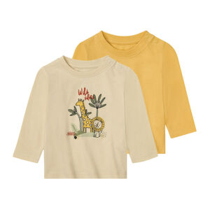 lupilu® Detské tričko s dlhým rukávom, 2 kusy (50/56, béžová/žltá)